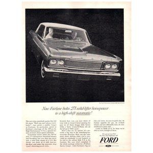 1965 Ford Fairlane 500 Sports Coupe Vintage Print Ad 271 Horsepower Classic Car